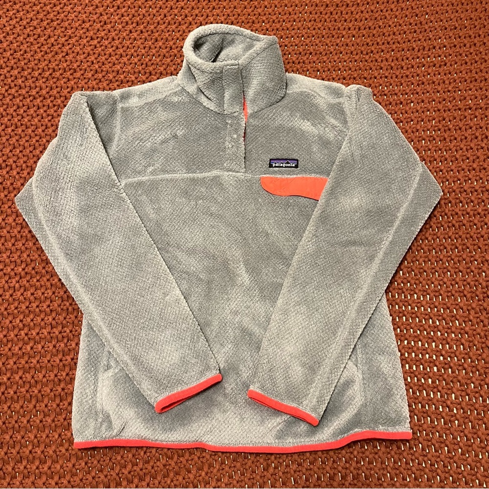Patagonia Snap-T Fleece Pullover Jacket Gray and Coral Women's Medium